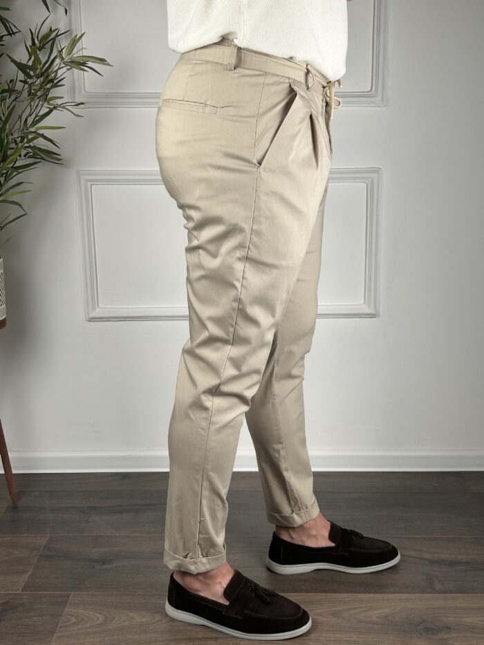 Muške casual pantalone- bež - Image 4