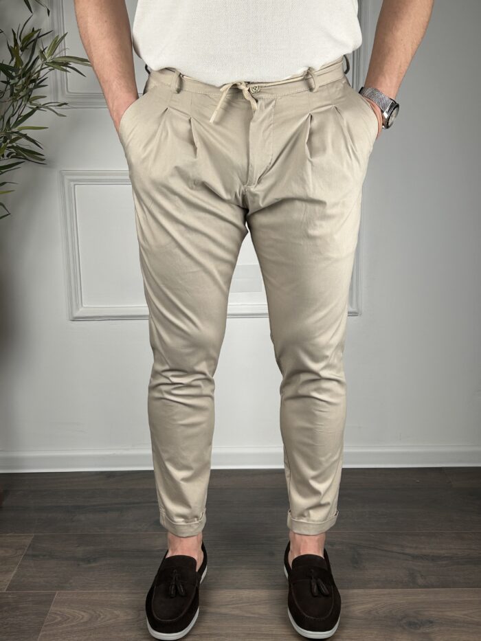 Muške casual pantalone- bež - Image 1