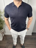 Muška majica poluzip teget