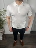 Muška majica poluzip Bela