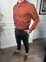 Muška elegantna košulja- cigla boja - Image 3