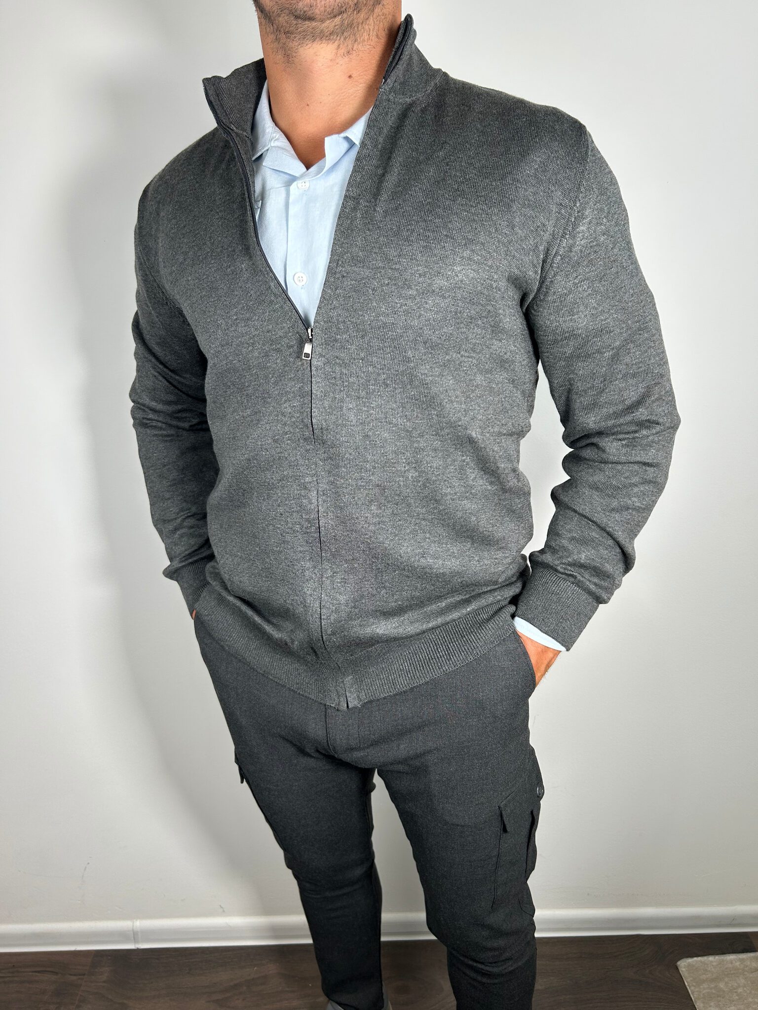 1757689435876914-(1) Končani džemper sa rajsferšlusom (sivi) - Image 1