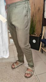 Premium lanene pantalone maslinaste