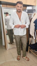 Premium lanene pantalone maslinaste - Slika 3